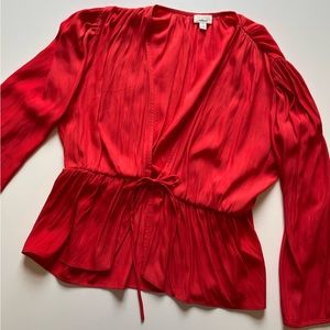 Aritzia Wilfred Red Shanina Front Tie Blouse Size S